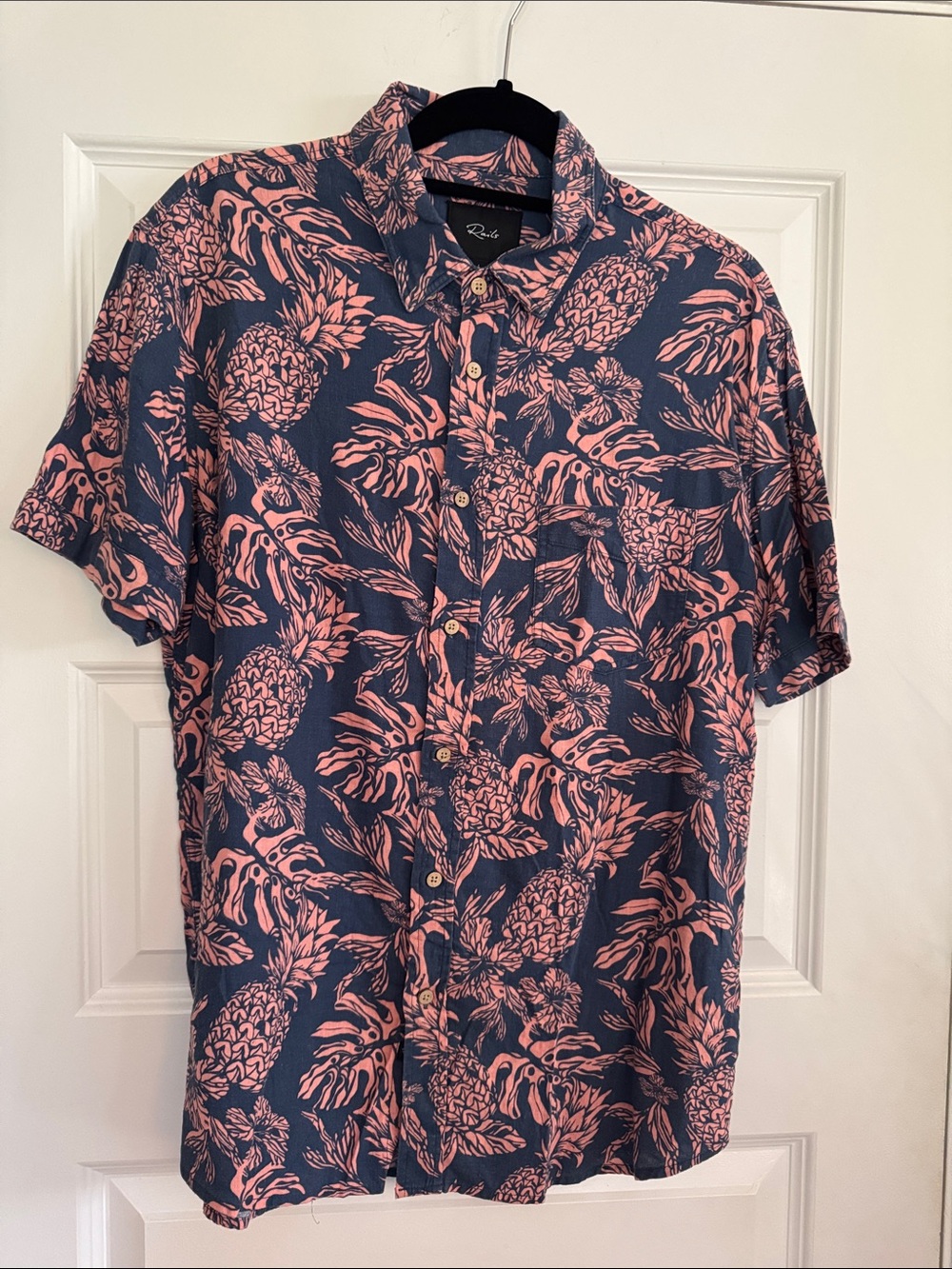 Rails L  Short-Sleeve Pineapple Print Shirt - Navy & Pink